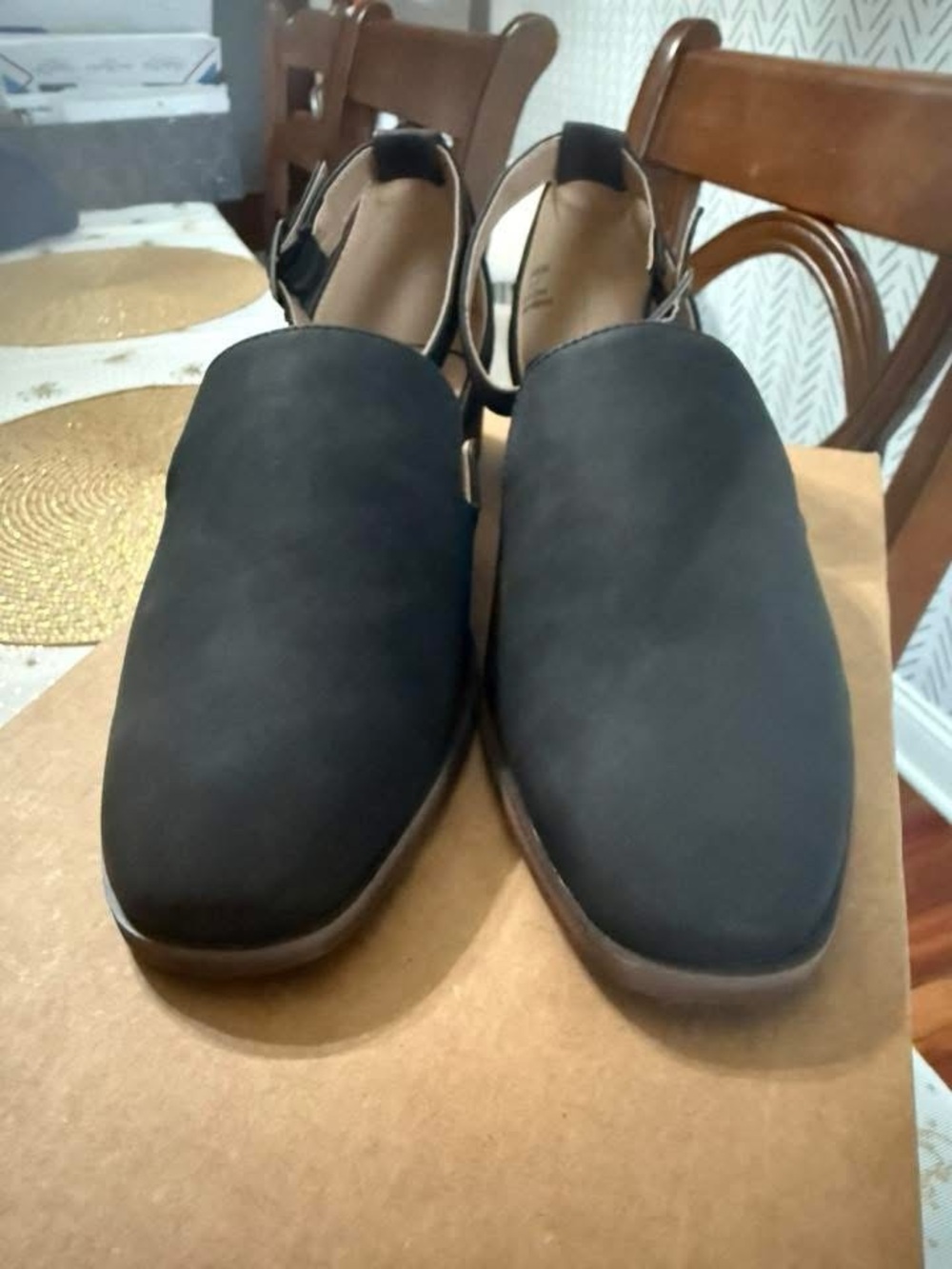 Journee Collection Black Cutout Ankle-Strap Loafers - Picture 3 of 4